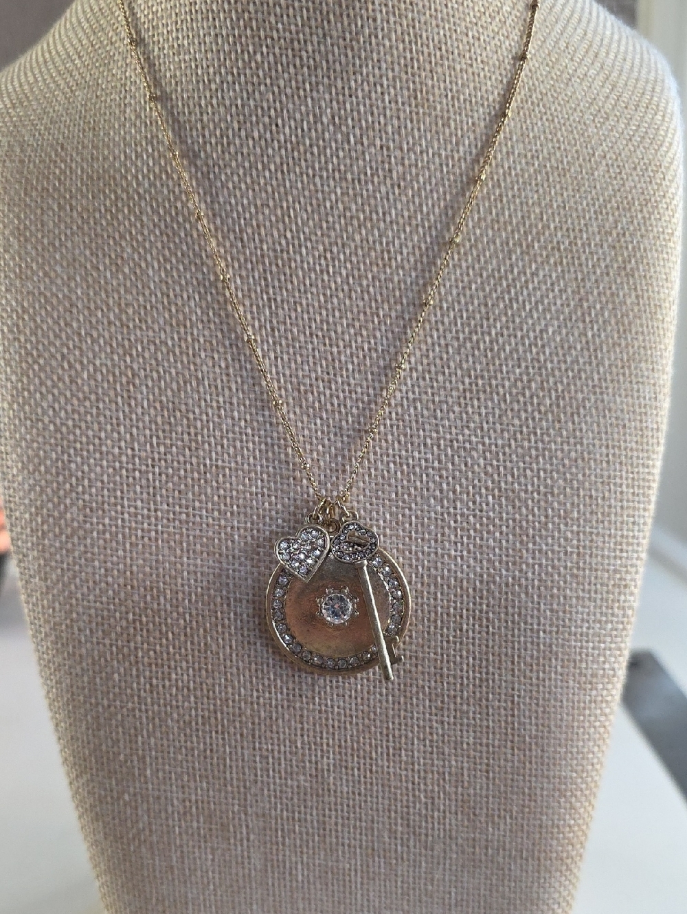 Chico's Talli Key Pendant And CharmNecklace with Crystal Accents - Women Jewelry